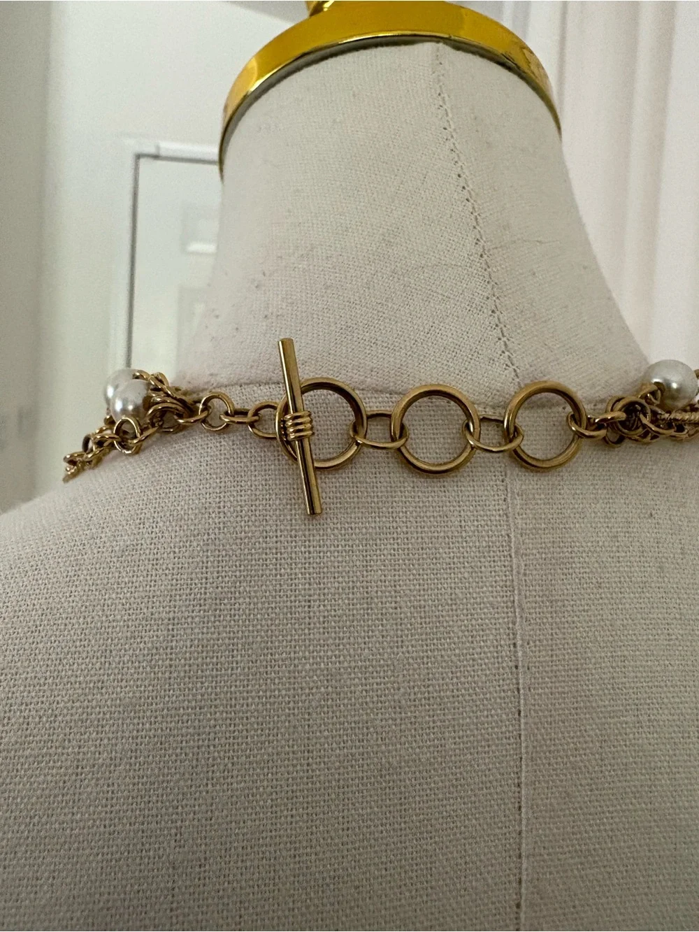 Y2K Gold Multi Layer Faux Pearl Chain Choker Necklace Coquette
